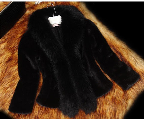 Imitation mink fur imitation coat fox fur collar slim fit m301273