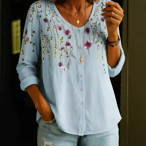 3D digital printing floral pattern women's long-sleeved buckle cardigan top m302703