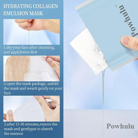 Hydrating Collagen Emulsion Mask Sheet Mask (25ml x 5 pieces) Highly Moisturizing| Haritsuya Pore Care|Non-sticky| Dry & Sensitive Skin |