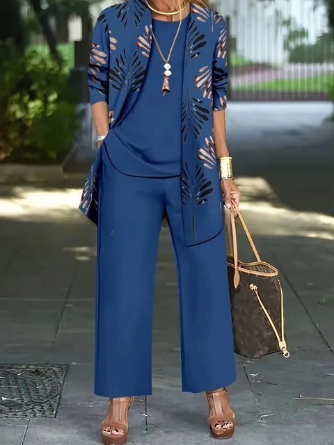 3D printed 3-piece cardigan + vest + trousers fashionable wear m302849