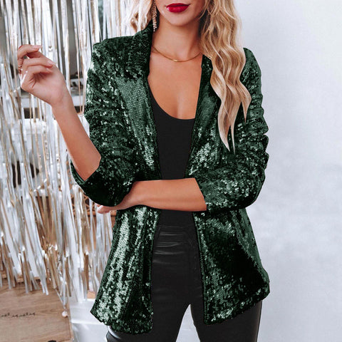 Cardigan lapel long-sleeved sequined casual blazer women's m302519