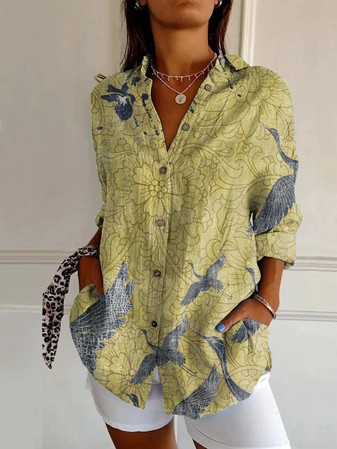 Summer trend long-sleeved shirt flower pattern printing 3D shirt m301226