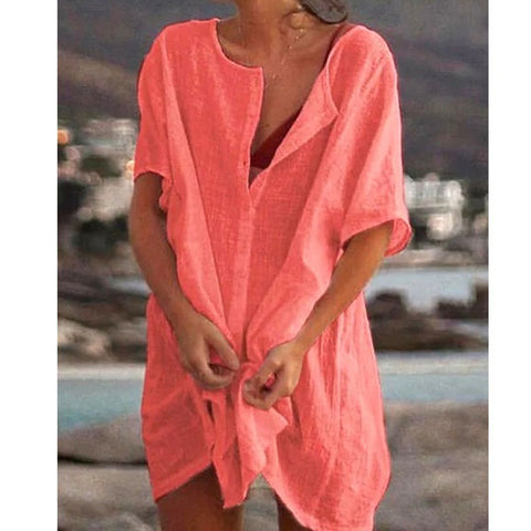 Solid Tunic V Neckline Above Knee Shift Dress m161503789 (5567402)