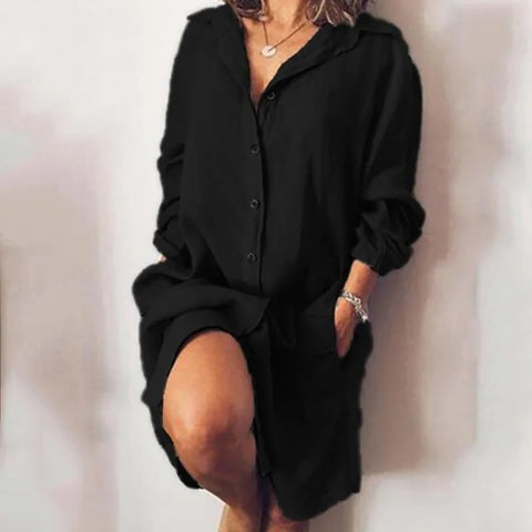Independent Station cotton and linen medium and long-sleeved solid color cardigan single-breasted shirt m302063
