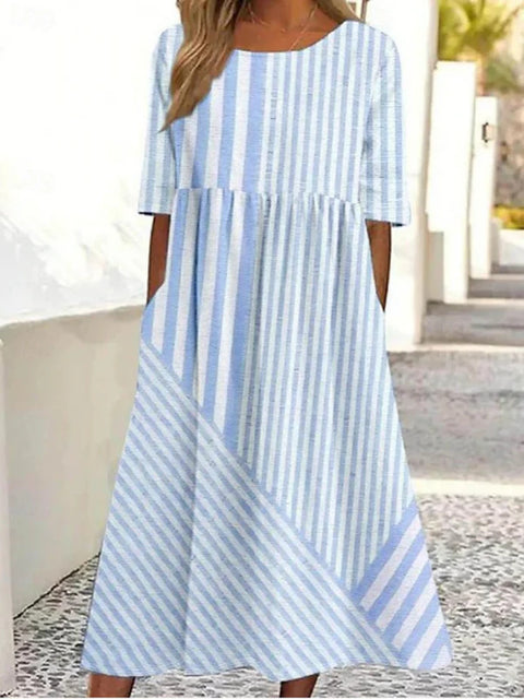 Loose fashion premium V-neck print dress m302742
