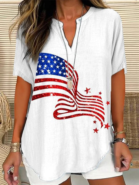 Loose printing round neck casual large size pullover women's clothing T m301359