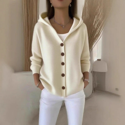 Knitted hooded sweater cardigan jacket autumn and winter new casual fashion women's clothing m301900