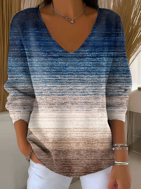 New V-neck long-sleeved pullover 3D digital printing Valentine's Day women's top T-shirt m302419