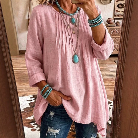 Casual Crew Neck Long Sleeve Regular Solid Color Women's T-Shirt FF303167
