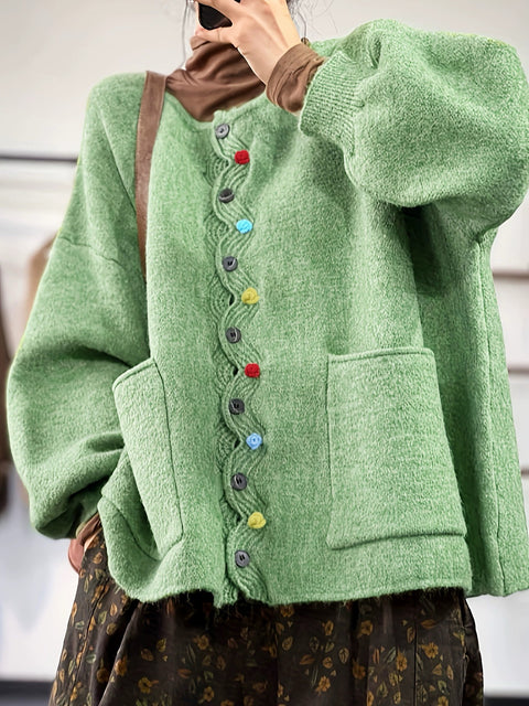 Wool jacket large size loose cardigan top women's m302033