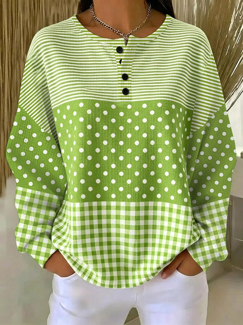 Crew neck 4 buckle spring and autumn fashion pattern 3D printing casual loose women's sweater FF303411 03