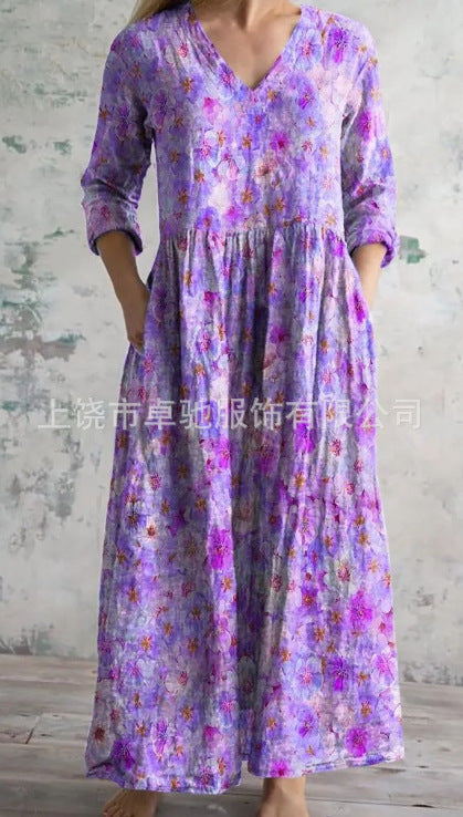 3D printing Amazon European and American summer casual loose long-sleeved dress m301729