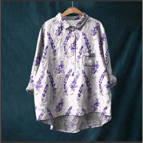 Loose printing round neck casual large size women's T-shirt m302702