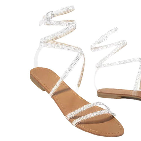 Summer New Fish Mouth Solid Bottom Water Diamond Women's Fashion Sandals M3331066