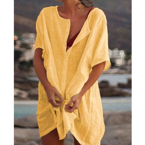 Solid Tunic V Neckline Above Knee Shift Dress m161503789 (5567402)