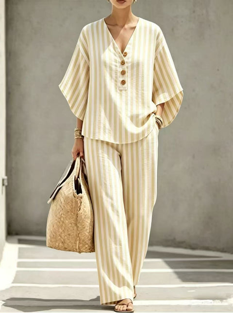 Women's loose casual striped linen fashion suit shirt women's m302775