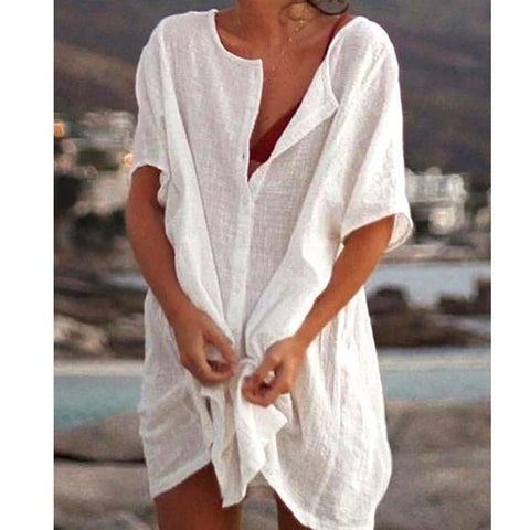 Solid Tunic V Neckline Above Knee Shift Dress m161503789 (5567402)