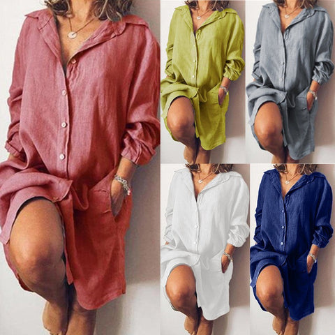 Independent Station cotton and linen medium and long-sleeved solid color cardigan single-breasted shirt m302063