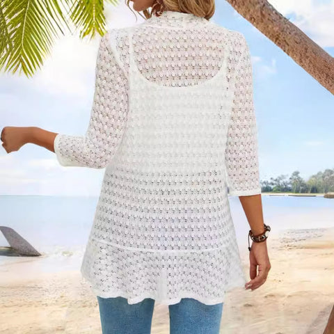Versatile solid color lace jacket m300387