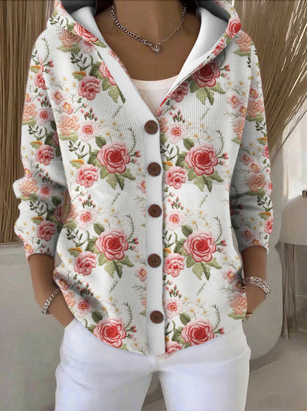 Knitted hooded cardigan sweater jacket fashion women's clothing m302657