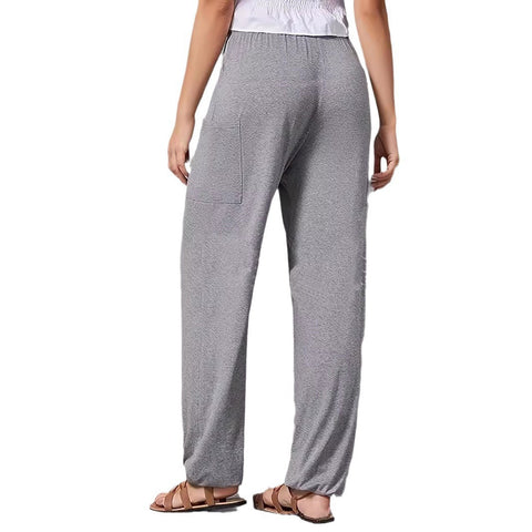 Elastic belt drawstring high waist Harlan pants women's yoga pants side pocket wide leg pants trousers m302011