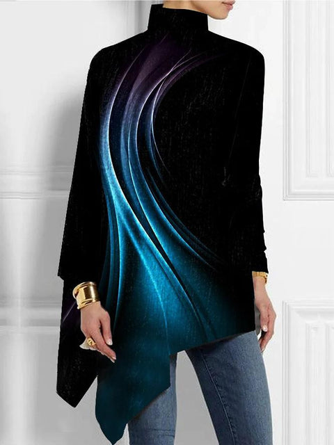3D printing loose turtleneck urban casual women's T-shirt m302409