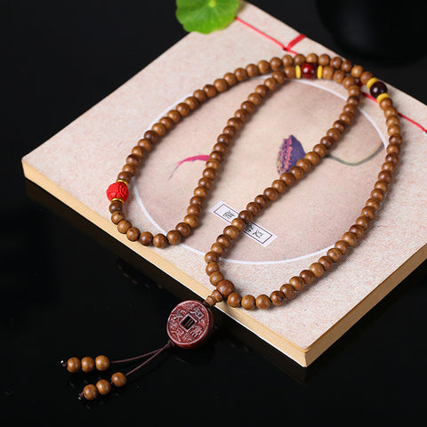 Kalimantan agarwood bracelet, sweet fragrance agarwood necklace, sweater chain, simple agarwood 108 Buddha beads m3331317