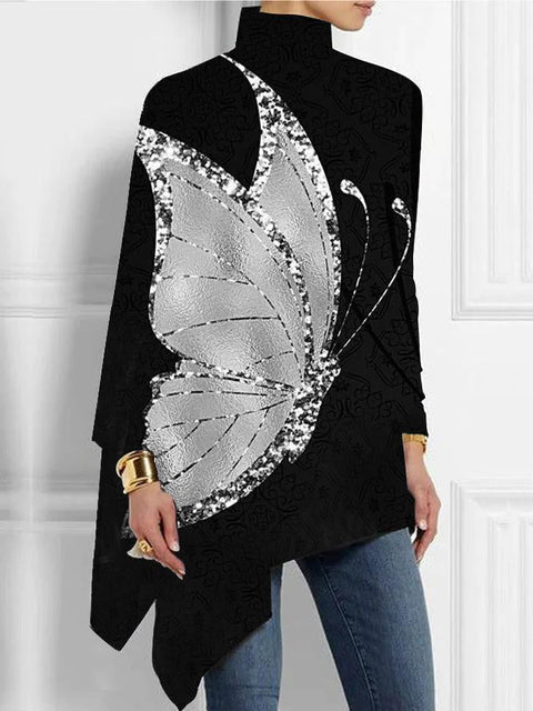 3D printing loose turtleneck urban casual women's T-shirt m302409