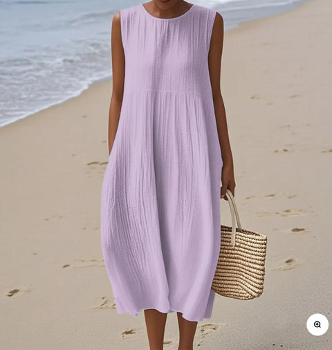 New sleeveless casual printing temperament long dress dress slim fit small fresh m302083