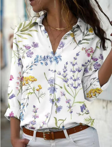 Long Sleeve Shirt 3D Sequin Gradient Print Loose Casual Top m302406