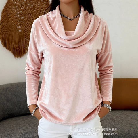 Solid color gold diamond fleece round neck long sleeve m302274