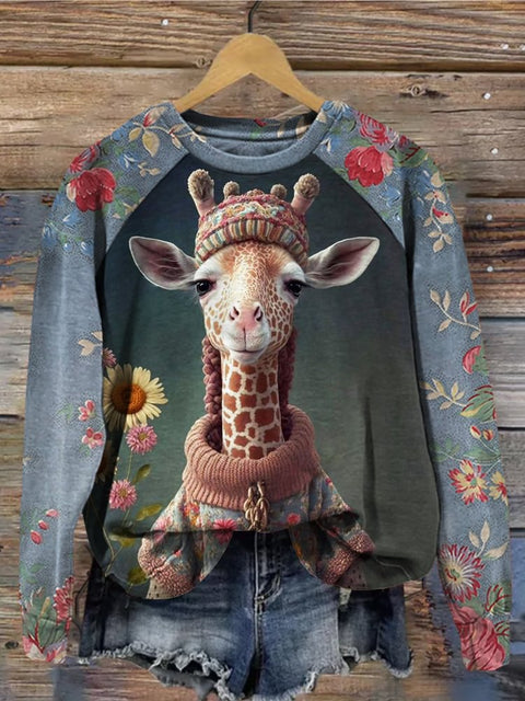 Casual floral 3D printed crew neck sweater m302127