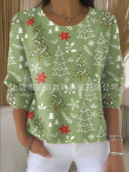 3D digital printing women's fashion round neck casual long-sleeved top m302157