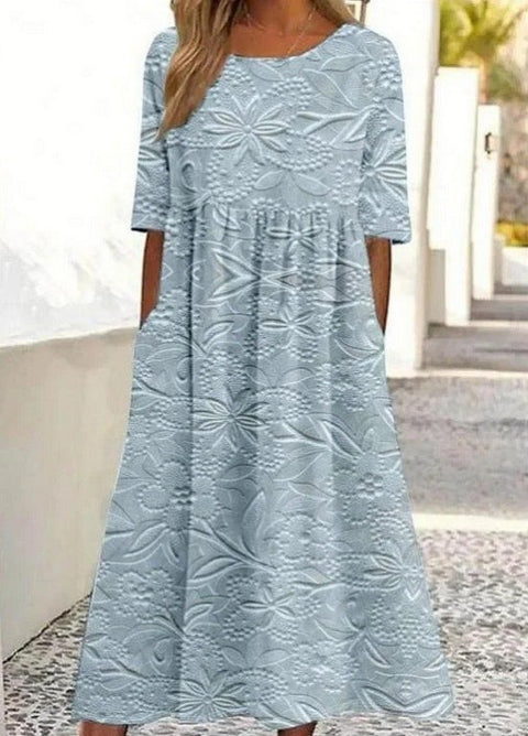 Up and down splicing pocket size printing large wide dress m302623-1