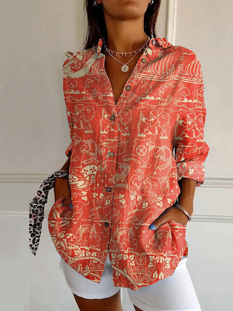 European and American trend long-sleeved shirt printing 3D shirt floral pattern m301726