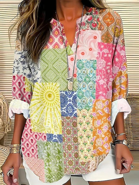Floral simple casual temperament T-shirt long sleeve m301361-1