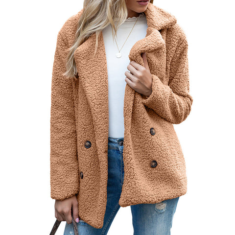 Autumn and winter new button-down fluffy jacket lapel loose fleece shirt m301827