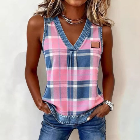 Casual plaid sleeveless vest small suspender m302807