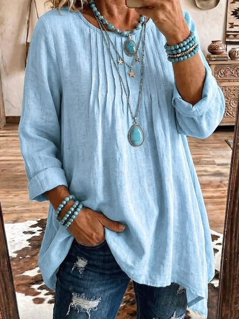 Casual Crew Neck Long Sleeve Regular Solid Color Women's T-Shirt FF303167