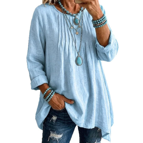 Casual Crew Neck Long Sleeve Regular Solid Color Women's T-Shirt FF303167