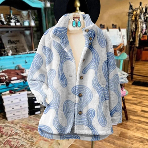 Loose 3D digital print women fleece jacket top autumn and winter m302122