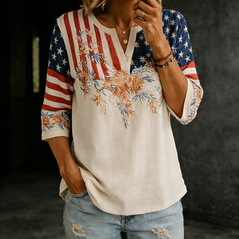 Seven-quarter-sleeved POLO shirt top bamboo hemp shirt m302848
