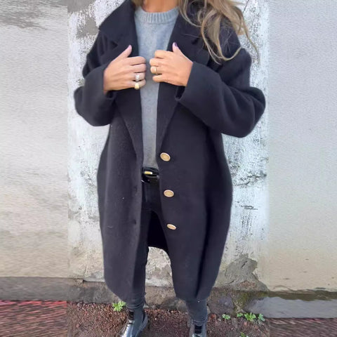 Women's autumn and winter lapel collar long-sleeved casual woolen jacket m302006