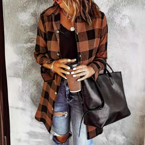 Spring new European and American striped polished button-up shirt women's m301943