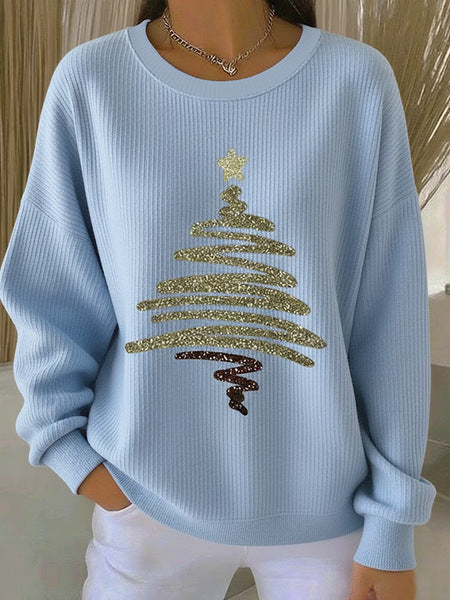 Knitted top snowflake christmas tree mix and match casual commuter sweater m302212