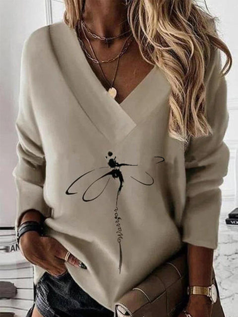 Women's Independent Station Amazon New V-Neck Printed Sweatshirt Top M302282