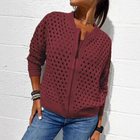 Women's Casual Hollow Knitted Zipper Jacket Women's Jacket m301906