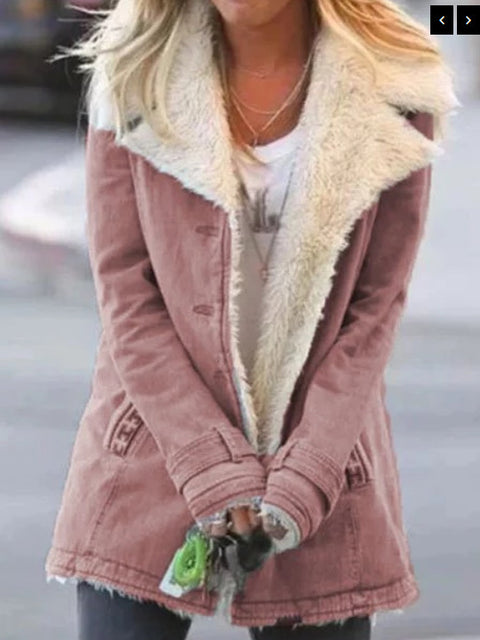 Hot Sale Autumn and Winter Solid Color Plush Hooded Medium and Long Jacket Female m301987