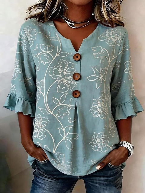 Digital printing sweet and cute T-shirt lace sleeve m302842