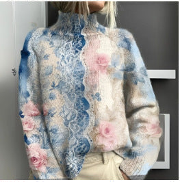 Christmas abstract print casual cape jacket cardigan m301686